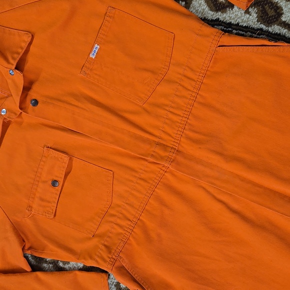Vintage Orange Boiler Suit Hunting Jumpsuit Retro Utility Workwear Canvas Denim - Picture 4 of 16